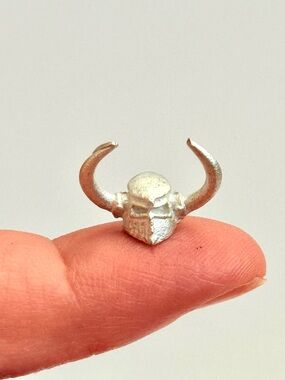 Vintage Warhammer Chaos Marauder Horned Helmet Metal Spare Part Fantasy Chaos